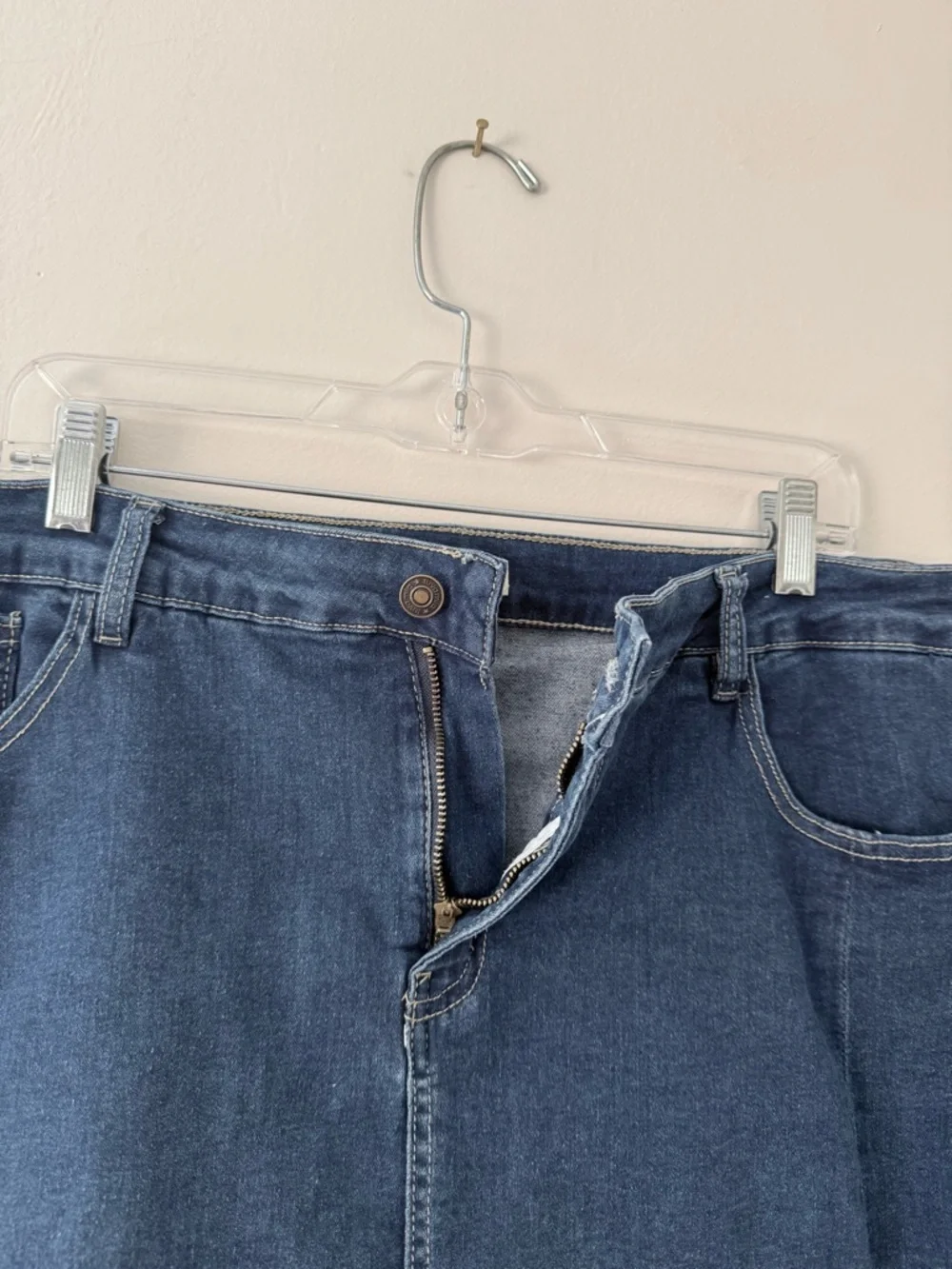 Classic Blue Denim Mini Skort Plus Size XXL Jean Skirt w Shorts & Slit - NWOT - Picture 6 of 16